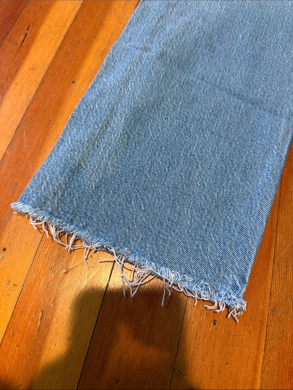 LOFT Light Blue Straight-Leg Jeans with Frayed Hem - Picture 4 of 6